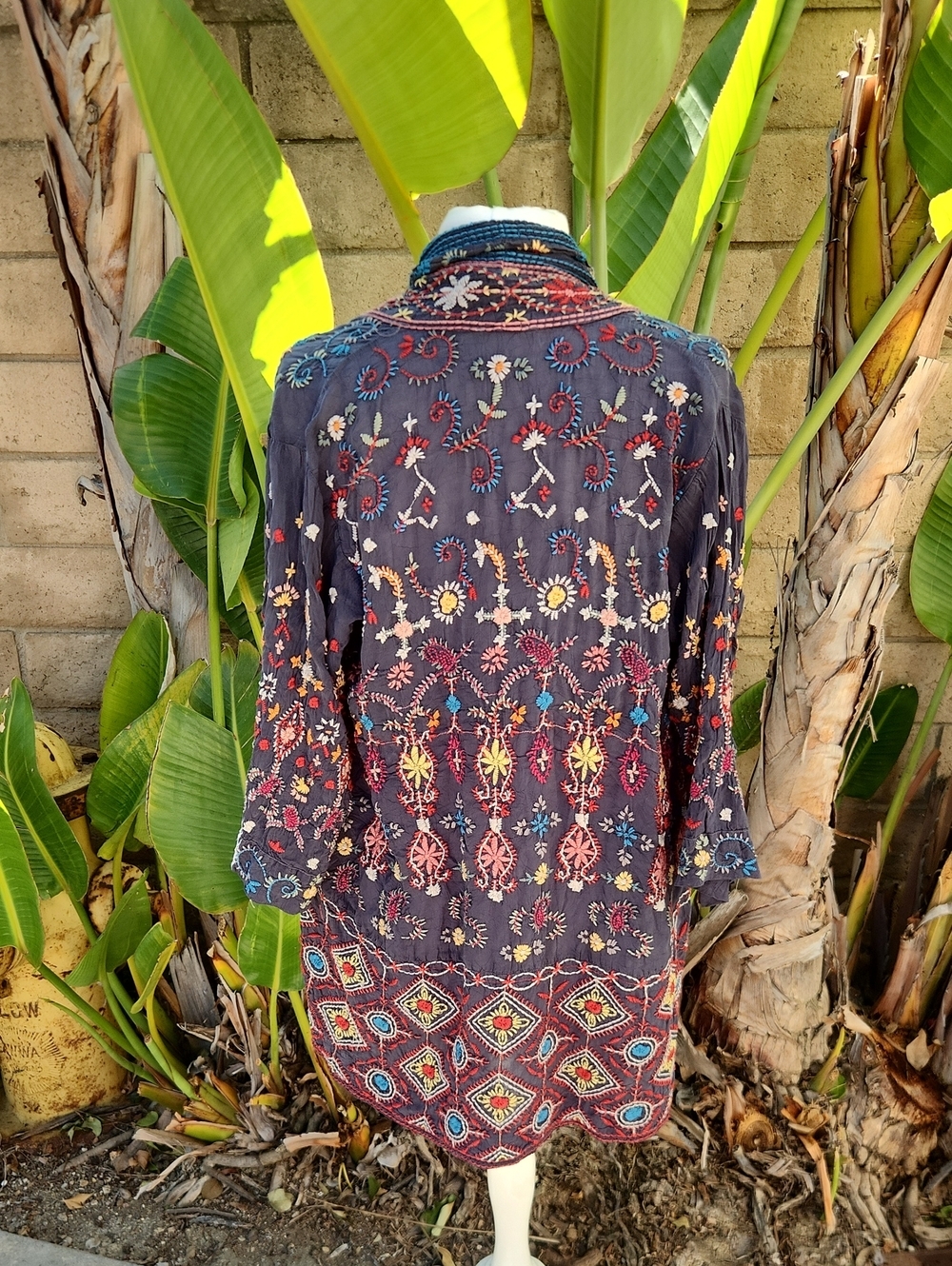 Johnny Was Embordiered Kimono Jacket Navy Blue Small - Picture 4 of 9
